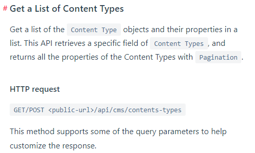 API For Content, Content Types 